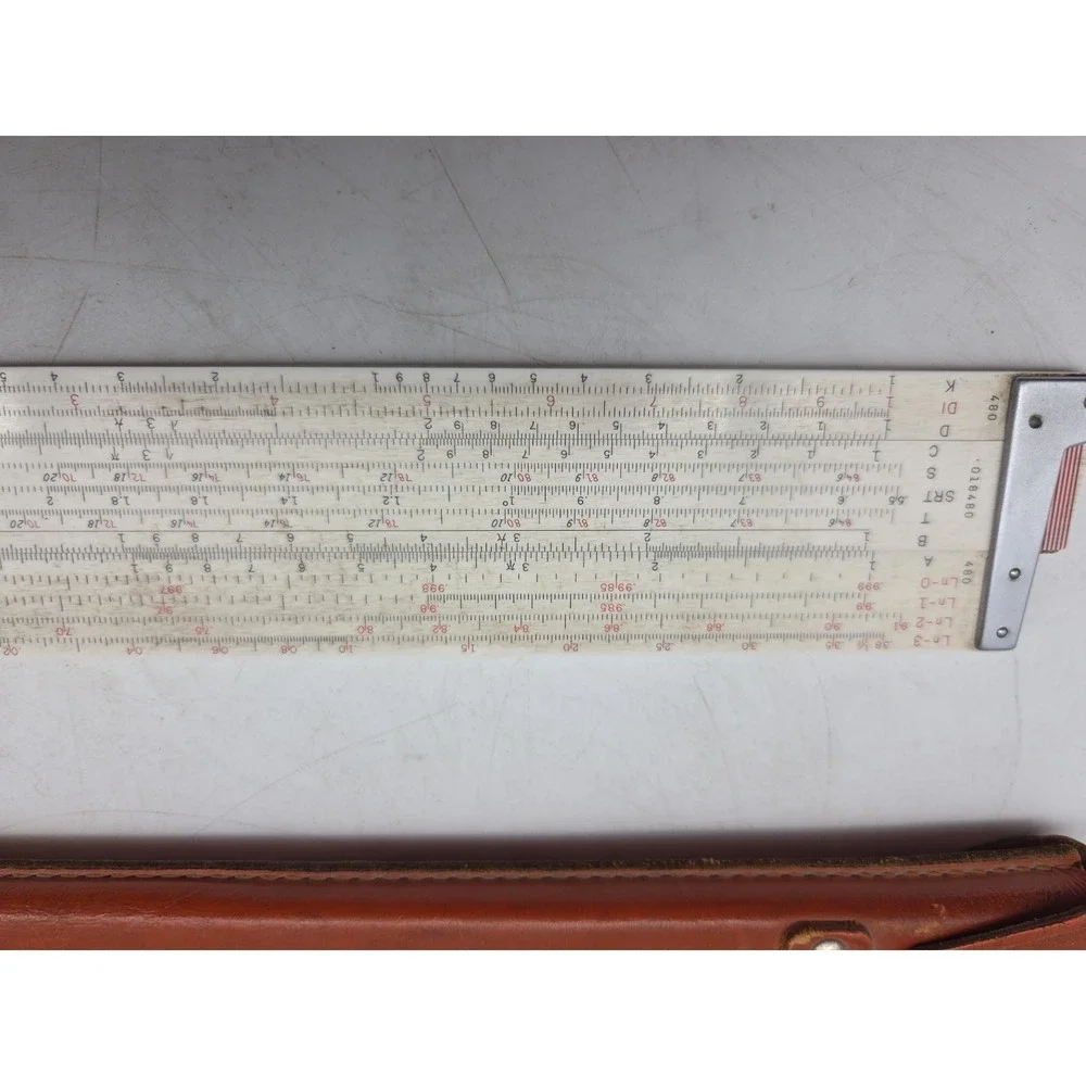 Keuffel & Esser K&E Deci-Lon 10 Slide Rule 68 1100 Leather Case USA Vintage
